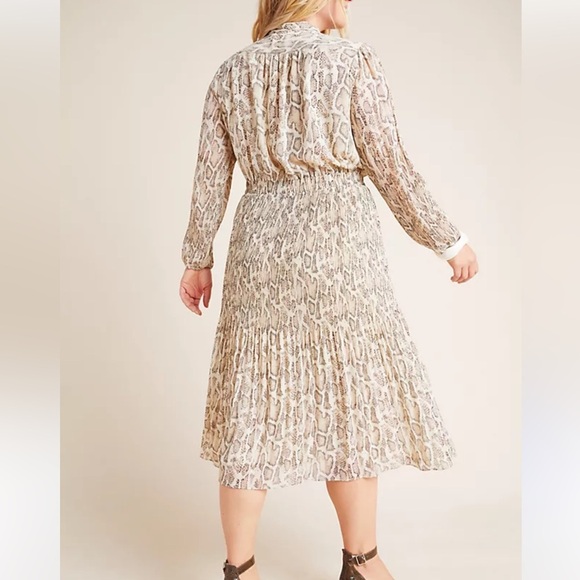 Anthropologie Current Air Olivia Snake Print Midi Dress MEDIUM - Picture 3 of 10